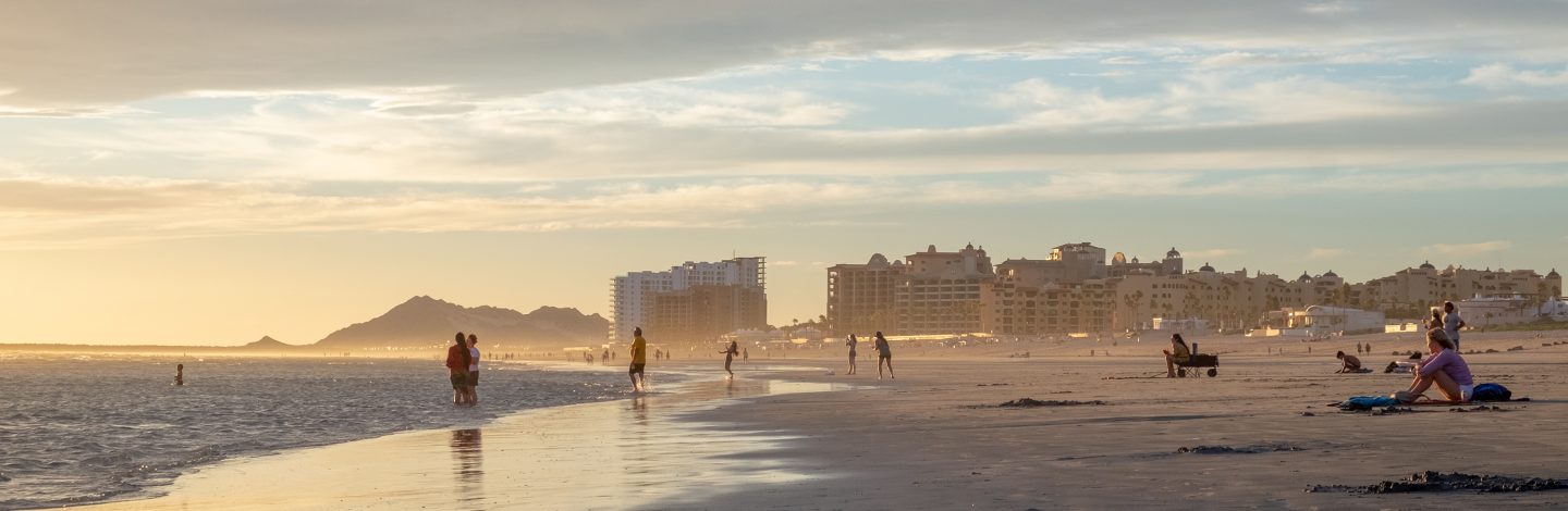 beach sunset with people